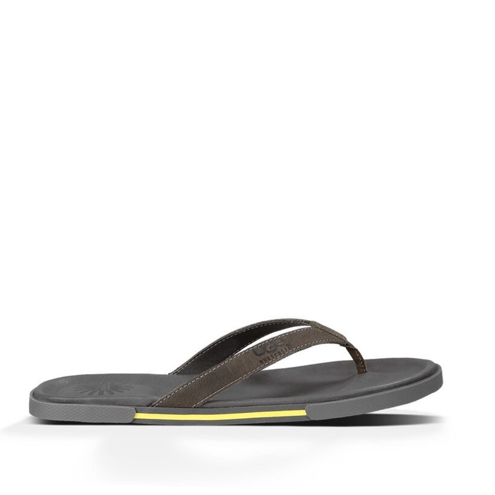 NIB Men’s UGG Bennison II Leather Flip Flop Grey size 13